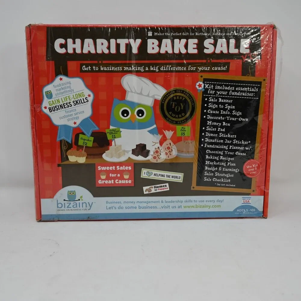 Bizainy Charity Bake Sale Kit Fundraiser Set Kids Business Skills NEW